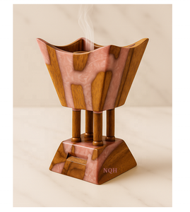 Brûleur à Bakhoor en bois d'acacia premium et résine époxy 2026 |   Diffuseur d'encens d'aromathérapie personnalisable artisanal |   Oud moderne de luxe - Product Image 2