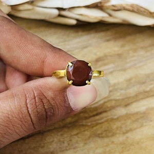 Latest High Demand Minimalist Red Glass <b>Statement</b> <b>Ring</b> Boho Brass Jewelry For Women 18k Gold Plated Dainty Wholesale <b>Ring</b> - Product Image 2