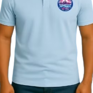 เสื้อโปโลปักลายสีฟ้าสำหรับผู้ชาย แขนสั้นลำลอง ชุดยูนิฟอร์มธุรกิจประจำวัน เสื้อผ้าไลฟ์สไตล์ที่สวมใส่สบาย - Product Image 4