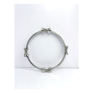 <b>Silver</b> Cast Metal Wall <b>Mirror</b> <b>Frame</b> Four Ribbon Bows Decorative Aluminium Wood Bow <b>Mirror</b> for Nursery Dressing Room Home Decor - Product Image 1