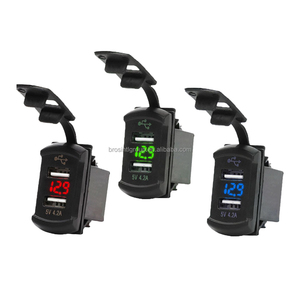 BROSintl Button Style <b>12V</b> 24V Dual USB 5V 4.2A USB Charger <b>Socket</b> with Voltmeter - Product Image 2