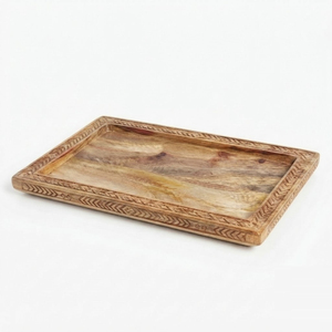 Plateau de service en bois unique, plateau de luxe en bois avec poignées, style Art Déco, pour table basse, ottoman, hôtel, maison, décoration. - Product Image 2