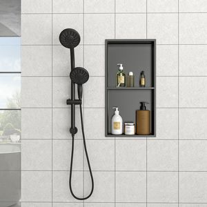 Étagère double 13 "x 25" Niche de douche en acier inoxydable Gunmetal Black Étagères de salle de bain - Product Image 2