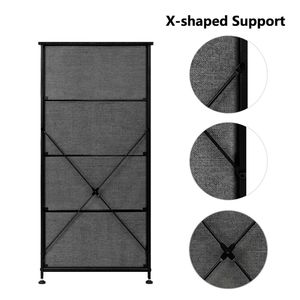 Cassettiera a 4 livelli in tessuto con 4 cassetti estraibili, struttura in metallo e piano in legno per l'organizzazione di soggiorno, armadio e camera da letto - Product Image 5
