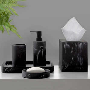 Stone Era Black Marble Luxury Bathroom Accessories <b>Set</b> with <b>Soap</b> Dispenser Toothbrush Holder & Tray-Eco-Friendly & Durable - Product Image 1