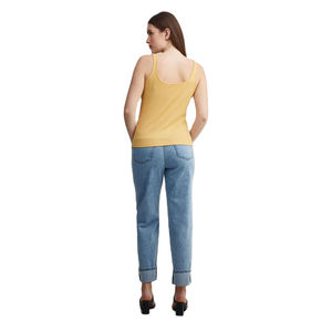 <b>Women's</b> <b>Yellow</b> Knitted Tank <b>Top</b> Scoop Neck Casual Wear Breathable Solid Color - Product Image 5