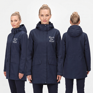 Vestes coupe-vent pour femmes avec logo personnalisé imprimé, 100% nylon, séchage rapide, à capuche, longues, légères, imperméables, manteaux de pluie pour femmes - Product Image 5