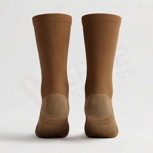 <b>Men's</b> Crew <b>Socks</b> Solid Color Knitted Regular Style Daily Wear <b>Brown</b> - Product Image 2