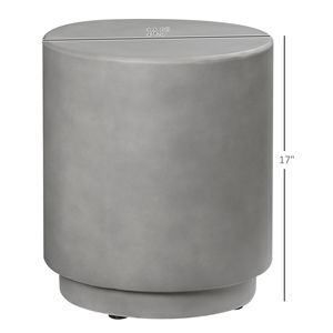 Tavolino Rotondo Leggero Grigio Chiaro con Finitura in Cemento per Uso Esterno - Product Image 3