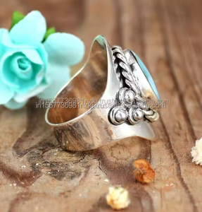 Best Selling larimar 925 Sterling Silver Larimar <b>Ring</b> Handmade Boho Oval Cabochon <b>Statement</b> <b>Ring</b> for Women Party Gift - Product Image 5