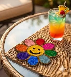 <b>Beaded</b> <b>Coaster</b> Handmade Table Mat Decorative <b>Coaster</b> Set Round Beads Work Tea Coffee <b>Coaster</b> Home Decor Gift for Her - Product Image 2