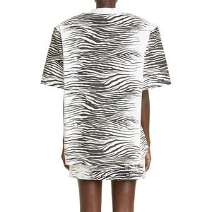 Camisetas de gran tamaño con estampado de cebra para mujer, ropa de talla grande personalizada OEM, barata, de bajo coste - Product Image 4