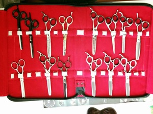 Set of Barber salon and Thinning Razor Scissors Hair Cutting Scissors Professional Barber Shaving <b>Shears</b> - Product Image 3