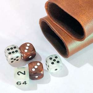 Copa para Dados de Cuero PU Hecha a Mano, Tamaño Pequeño, Color Marrón, Silenciosa, Portátil, Incluye 4 Dados, Juego de Backgammon de 4 Piezas - Product Image 2