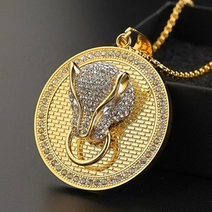 Leopoad Necklace Stainless Steel Women Fashion Jewellery Coin Design <b>Crystal</b> Charms <b>Animal</b> Punk Gifts Hip Hop Necklace. - Product Image 2