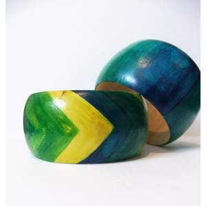 Brazaletes de Madera Pintados, Joyería Tradicional Hecha a Mano para Mujer, Accesorios de Moda Étnica y Vestimenta Cultural - Product Image 2