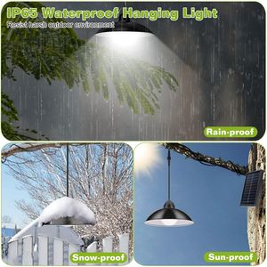 Dimmable Timing Dusk Dawn Sensor Solar Shed Pendant <b>Lamp</b> IP65 Waterproof <b>Remote</b> <b>Control</b> Hanging Light for Garden Patio - Product Image 3