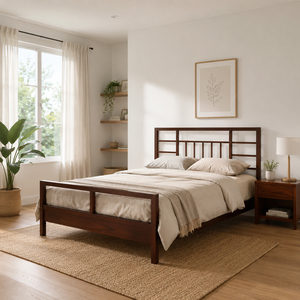 Cama de Plataforma Kyoto King de Madera de Teca Sólida, Diseño Minimalista Japonés, Estructura de Madera Duradera de Primera Calidad, Muebles de Dormitorio de Lujo - Product Image 2