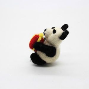 Felt Panda Animal Christmas Decoration Cartoon Handicraft Gift Holding <b>Red</b> Present - Product Image 3