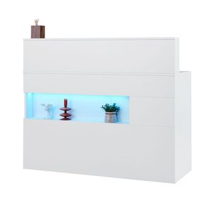 Bancone Reception Rettangolare da 47 Pollici con Luce LED, 2 Cassetti e Prese di Corrente, Tavolo Frontale per Ufficio - Product Image 5