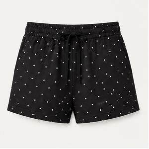 Custom Charcoal Black Polka Dot Womens Relaxed Easy Fit Drawstring <b>Lounge</b> <b>Shorts</b> Soft Cotton-Modal Jersey WPSHORT-0026 - Product Image 1