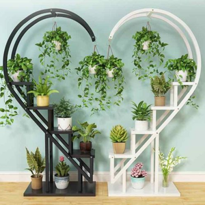 Support de plante en métal en forme de cœur de grande taille NP-FS03, étagère à fleurs de jardin d'intérieur à plusieurs niveaux - Product Image 5