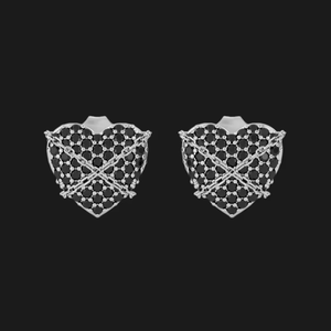 Luxury <b>Black</b> Moissanite Heart <b>Stud</b> <b>Earrings</b> Sterling 925 Silver Pave Love Design Fine Jewelry Gift For Women Men Everyday Wear - Product Image 1