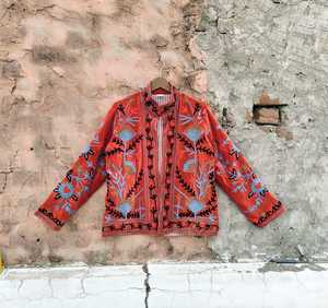 Mix Assorted Color Velvet Suzani Embroidered <b>Quilted</b> Eco-Friendly Reversible Floral <b>Pattern</b> Bohemian Artisanal Free Size <b>Jacket</b> - Product Image 4