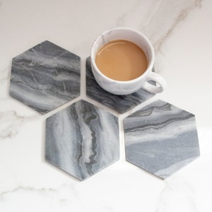 Most Selling Marble Coasters in <b>Grey</b> Colors and Unique Designs Stylish Drink Mats for Coffee Cups <b>Mugs</b> Available For Sale - Product Image 4