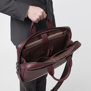 Men Leather Laptop <b>Bag</b> with Shoulder Strap Men Leather Laptop <b>Bag</b> for Business Travel Men's Front Zipper Pocket Leather <b>Bag</b> - Product Image 3
