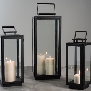 Luxury Black <b>Outdoor</b> Glass And Metal <b>Candle</b> <b>Holder</b> For Home Balcony Wedding Decoration Metal Glass <b>Candle</b> <b>Holder</b> Black - Product Image 3