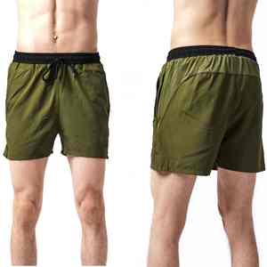 Shorts de plage pour hommes de haute qualité, avec logo personnalisé, fermeture à cordon, style décontracté, en tissu tricoté, couleur unie, en toile, mi-longueur devant - Product Image 5