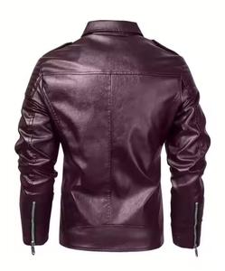 Chaqueta de hombre estilo motociclista, de piel de oveja, vintage europea y americana, de gran marca, a la moda. - Product Image 2