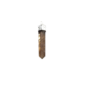 Pendentif crayon en quartz fumé, forme hexagonale religieuse, unisexe - Product Image 1
