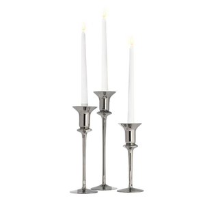 Ensemble de 3 chandeliers modernes de luxe en aluminium, hauts et minces, pour bougies pilier et coniques - Product Image 4