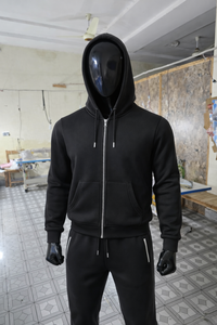 Men's Black Zip Up Hoodie Tracksuit Set Custom Logo Cotton <b>Fleece</b> <b>Jogger</b> Sweat Suit Gym Sportswear Wholesale Training Set - Product Image 6