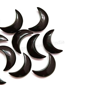 Pierre précieuse en onyx noir naturel en forme de croissant de lune, 17 mm, lisse, sculptée à la main, pierre brute, prix de gros, en vrac, pour la fabrication de bijoux - Product Image 2