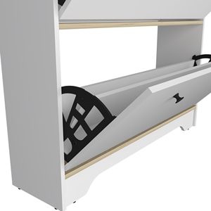 Scarpiera di Dublino con un ripiano aperto e due armadi allungabili in rovere chiaro/finitura bianca - Product Image 3