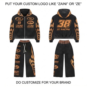 Conjunto Deportivo ZAINI ZI-320 de 320 GSM, Algodón Premium Transpirable para Invierno, Negro y Naranja, con Logotipo Personalizado Serigrafiado en la Parte Delantera - Product Image 1