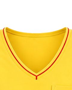 Custom Yellow Women V Neck T Shirt Contrast Piping Short Sleeve Pocket Tee Soft Breathable Casual Summer <b>Top</b> Comfortable Fit - Product Image 4