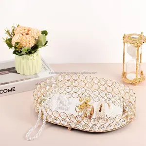 Bandeja Central Decorativa de Aluminio de Lujo con Patrón de Cuerda Vertical y Bordes Tallados Dorados, Juego de Varias Piezas para Decoración de Eventos Especiales - Product Image 1