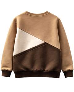 Sudadera de lana personalizada en bloques de color beige camel y marrón para mujer, de algodón y poliéster, cuello redondo, informal, para invierno. - Product Image 2