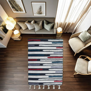 Hecho a mano moderno marroquí Boho Beni Ourain lana seda alfombra lujo algodón tejido pelo plano puerta entrada alfombra hogar Hotel personalizado - Product Image 1