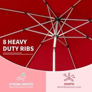 Ombrellone da Patio da 2,7 m con Manovella Inclinabile a Pulsante, Protezione UV, Impermeabile, Ombrellone da Giardino per Esterni 8 - Product Image 5