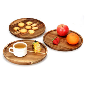 Plateau de service plat en bois d'acacia massif et bambou, idéal pour restaurants africains, sushi, dîner et cuisine – Cadeau parfait - Product Image 3