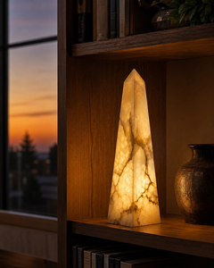 Alabaster Pyramid Wall Lamp Natural Onyx Stone <b>Sconce</b> Eco-Friendly Carved Modern Decorative <b>Light</b> for Hotel Corridor Living Room - Product Image 3