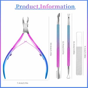 Coupe-cuticules avec repousse-cuticules, kit de suppression des cuticules, pince à cuticules et coupe-ongles, grattoir à ongles, coupe-peaux mortes - Product Image 2