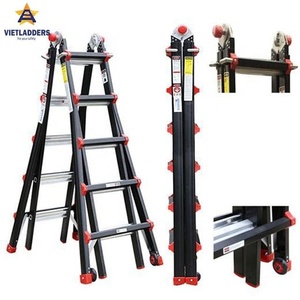 VIETLADDERS Aluminum Combination Folding Step Ladder 5 Steps 6FT 150kg Capacity Manual <b>Lock</b> Hotel Use Model NVLB-45 - Product Image 3