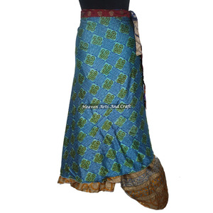 New <b>Wrap</b> Skirt Silk Sari Long Skirt Beach Sarong <b>Black</b> <b>Wrap</b> Around Dress Skirts Reversible Vintage Silk Magic 38 Inch - Product Image 2