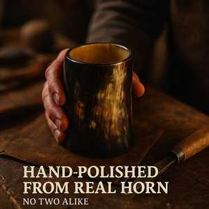 Jarra de Cuerno Pulido Hecha a Mano, Taza Rústica para Beber Cerveza, Vino, Bebidas Frías, para Bar, Pub, Uso Doméstico - Product Image 2